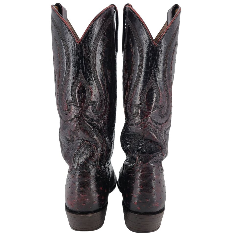 Lucchese 2000 Ostrich Neck Double-row Pegged 9D Black Cherry Cowboy Western Boot - Picture 14 of 16